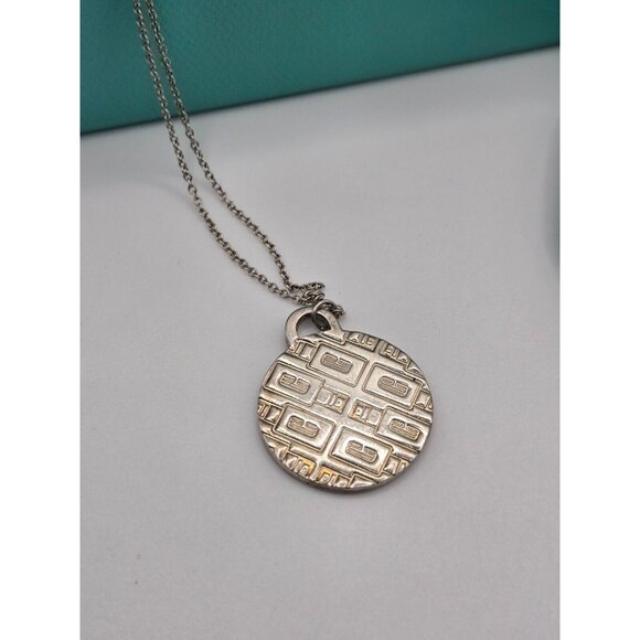 Tiffany & Co sterling signed 45 year clinique necklace 18" chain 1" pendant - Picture 6 of 9